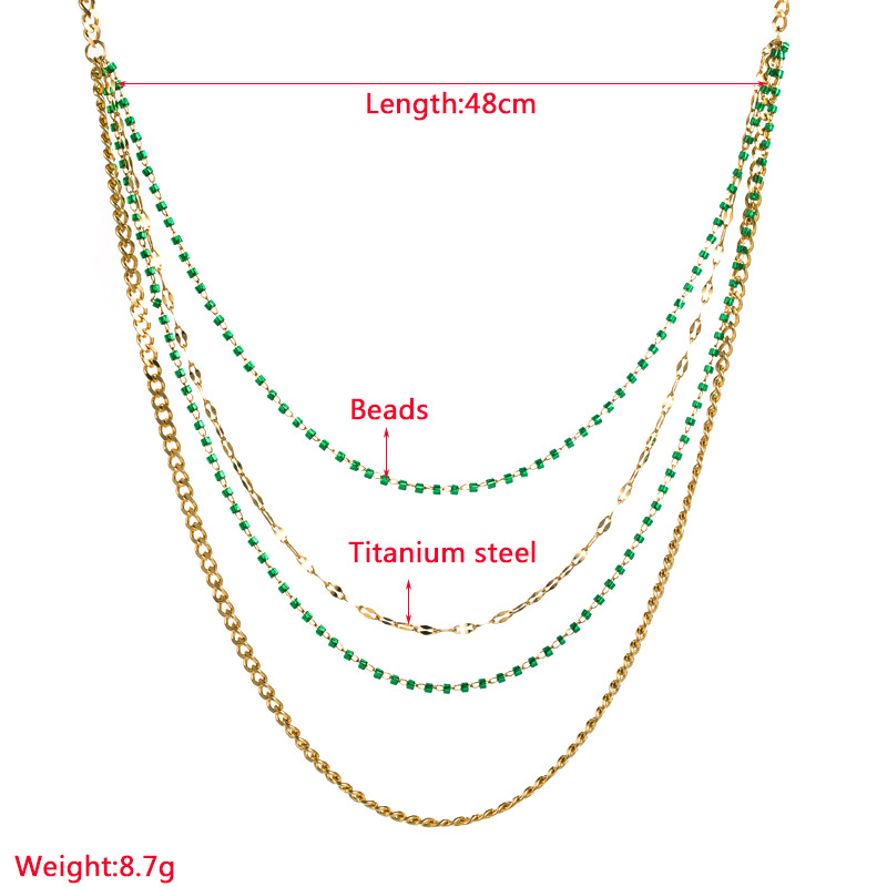 Ethnic Style Geometric Titanium Steel Gold Plated Layered Necklaces 1 Set