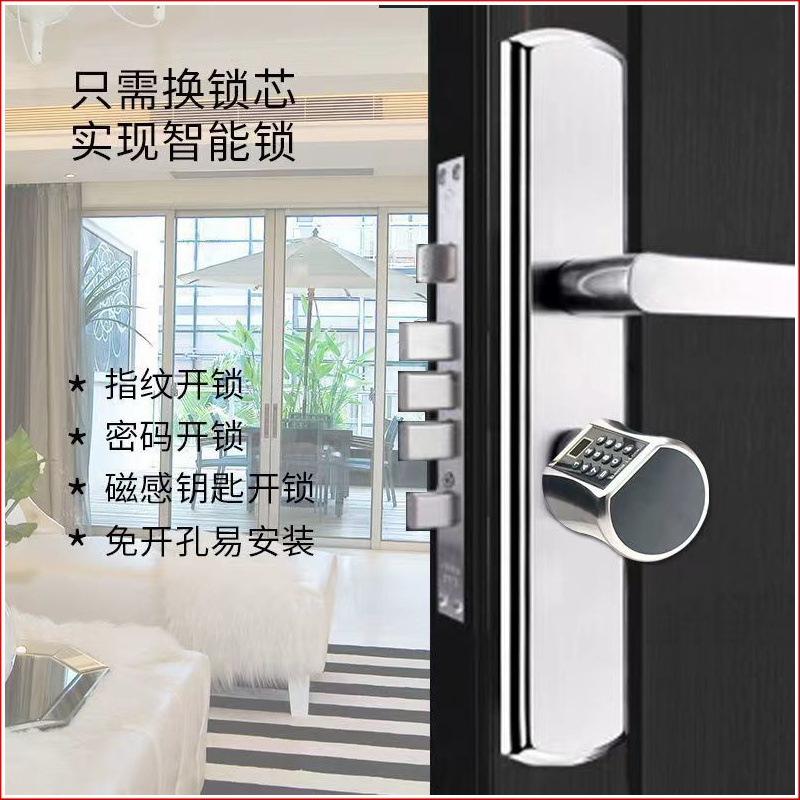 智能锁芯指纹密码锁门锁家用防盗门电子锁刷卡锁木门大门锁卧室门