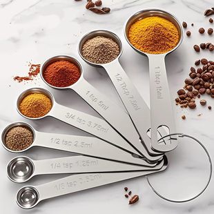 Baking Tools Stainless Steel Measuring Spoon 6-piece Set Baking Scale Measuring Seasoning Spoon Cooking Spoon Coffee Spoon suit