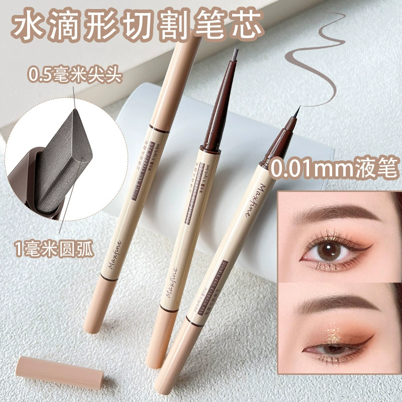 Double-sided triangular eyebrow pencil Maxfine, dual-tip liner & brow, 0.01 mm fine tip