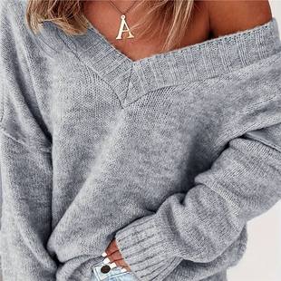 Cross-Border Fashion 2025 Autumn and Winter Solid Color Amazon European and American Plus Size Women's Casual Knit Tops Comfortable Casual Style