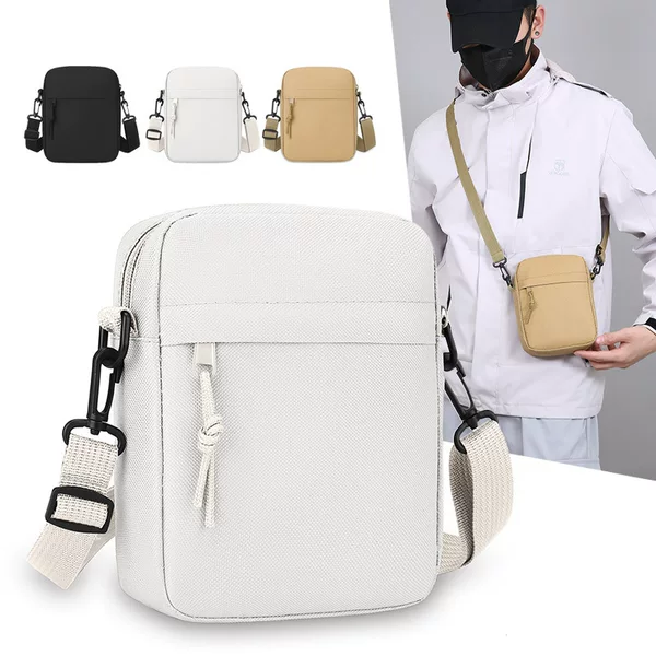 Foreign Trade Customizable Simple Men's Bag Solid Color Canvas Mini Square Bag Casual Shoulder Bag Lightweight Men's Crossbody Bag