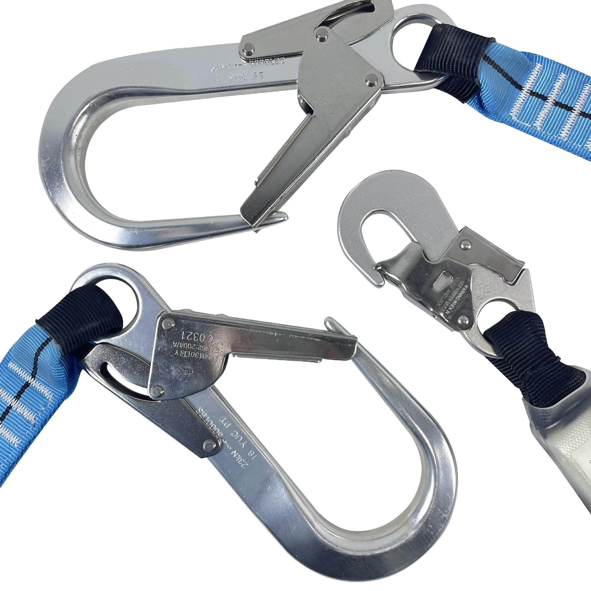 国标弹力带绳高空作业防坠落铝合金双大钩绳带