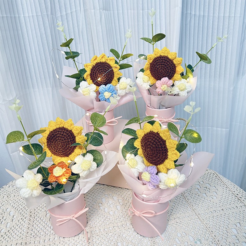 卒業記念、教師の日、母の日、ちょっとした花束ギフト、手編みのクリエイティブな毛糸パフ、老教師の日への贈り物|undefined