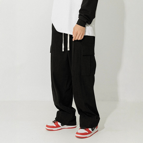 Men's American multi-pocket overalls men's straight loose 2026 new corduroy men's pants autumn casual pants