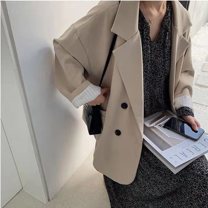 春秋韩版新款宽松中长款春春秋黑色休闲时尚西装外套西服大码上衣|undefined