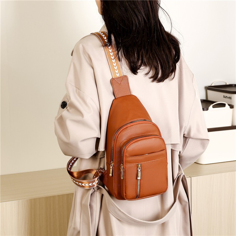 Bolso de pecho de mujer nuevo estilo transfronterizo Bolso de hombro con textura de cuero suave de moda Bolso de mensajero portátil de viaje de ocio bags comercio exterior