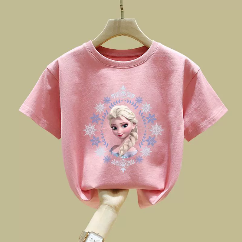 Summer clothing for princess, summer children's short sleeve T-shirt, children's clothing, western style