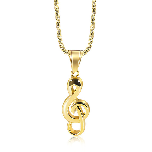 Note personalized treble clef necklace steel pendant trendy couple necklace men and women literary and artistic versatile hip-hop accessories