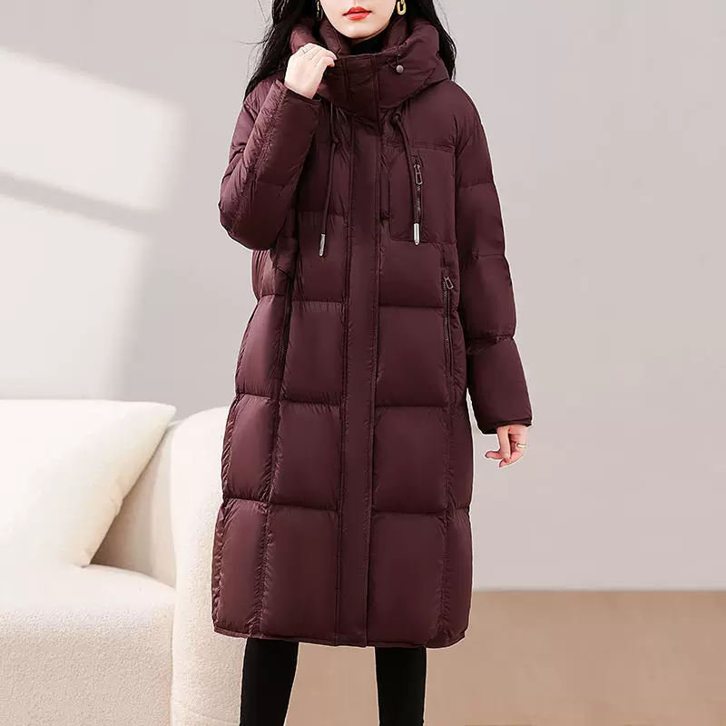 女式羽绒服中长款冬季新款韩版宽松时尚洋气加厚保暖白鸭绒外套