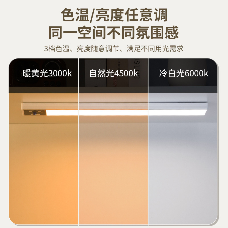 超薄型 LED キャビネットライト充電式スマートリモコンキッチンワードローブ靴キャビネットライトストリップワイヤレス自己粘着磁気ライト|undefined