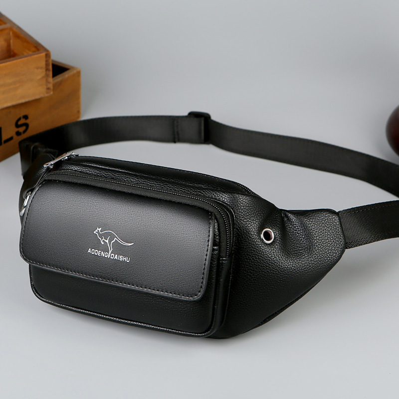 New Men's Chest Bag, Simple Casual Waist Bag with Headphone Hole, Large Capacity Multi-Layer Shoulder Bag, Outdoor Portable Bag
