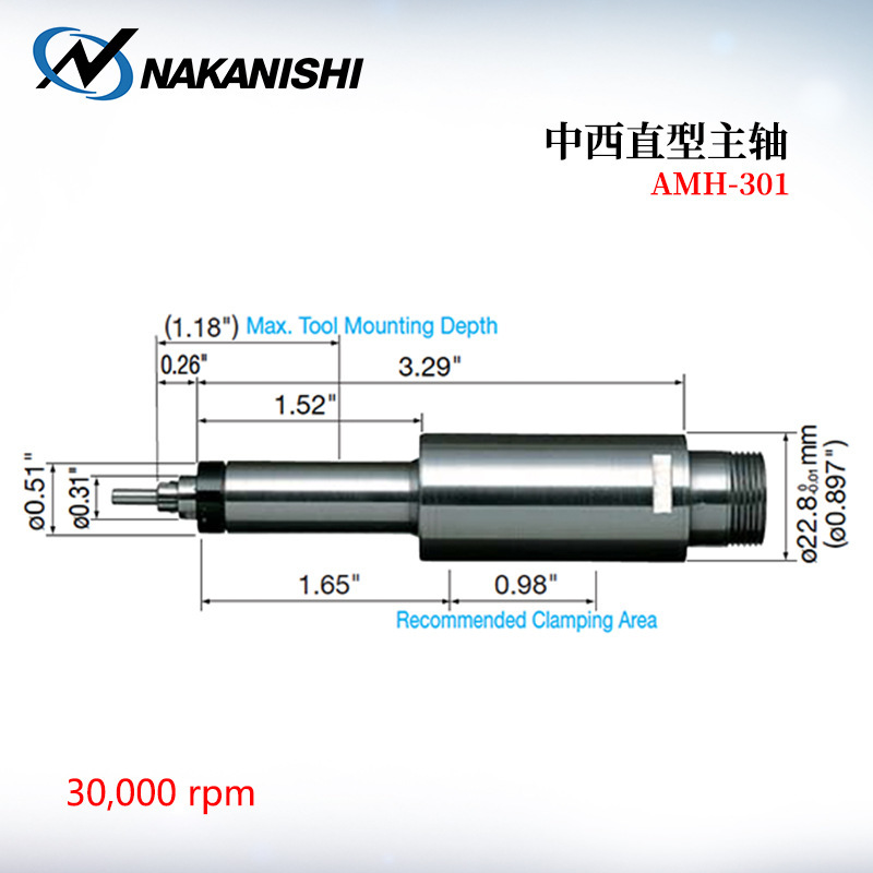 日本原装进口NAKANISHI中西直型主轴AMH-301全新正品