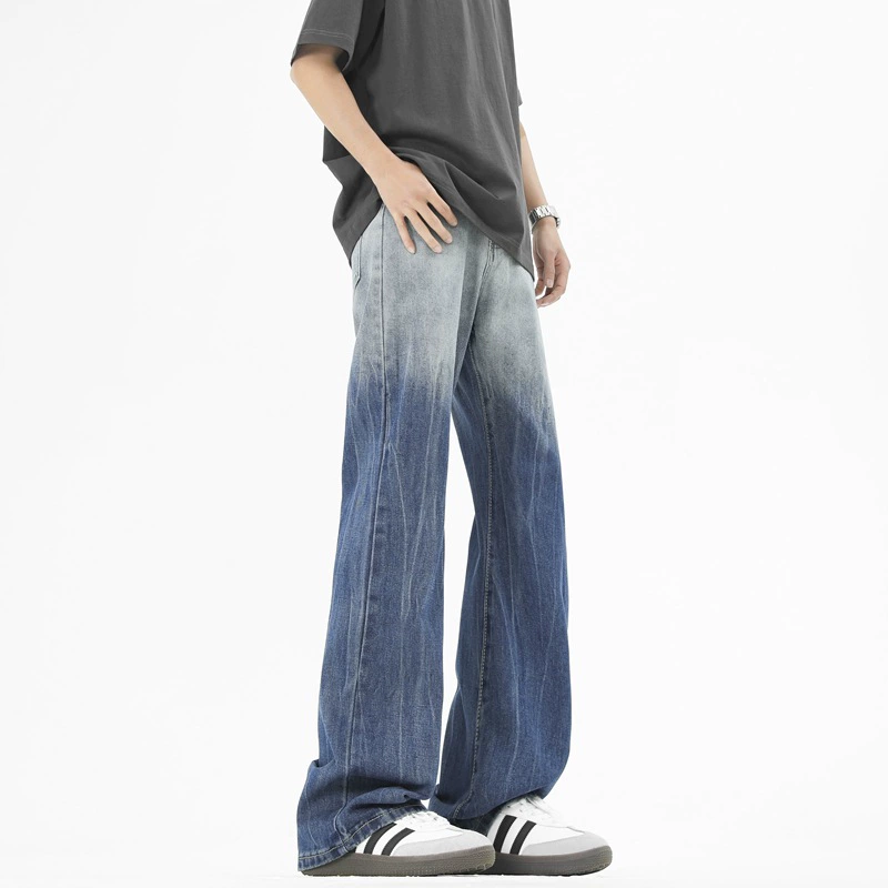 Autumn jeans, мужские брюки в ретро-стилистике, американский стиль, градиент, оверсайз, свободный прямой крой