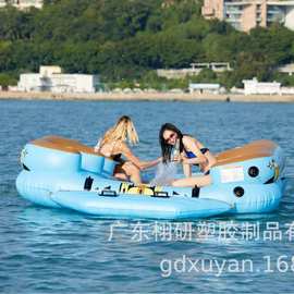 现货PVC水上充气六人浮岛沙发浮排水上拖拉浮垫阳光浮床皮筏艇