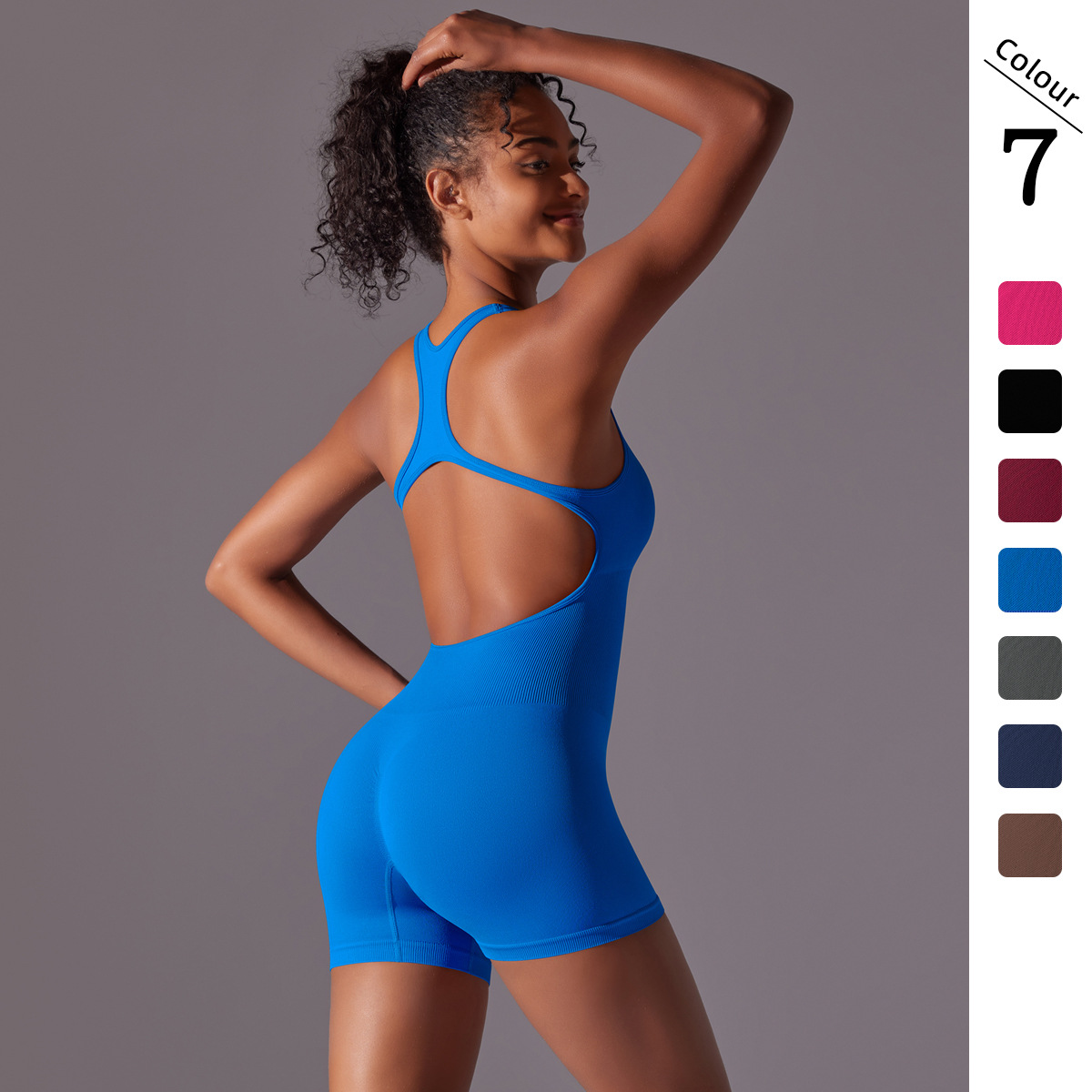 Nuevo color sólido de Europa y los Estados Unidos unidad de ropa de yoga de aire de belleza de espalda sin costuras ropa de yoga transpirable unida image 1