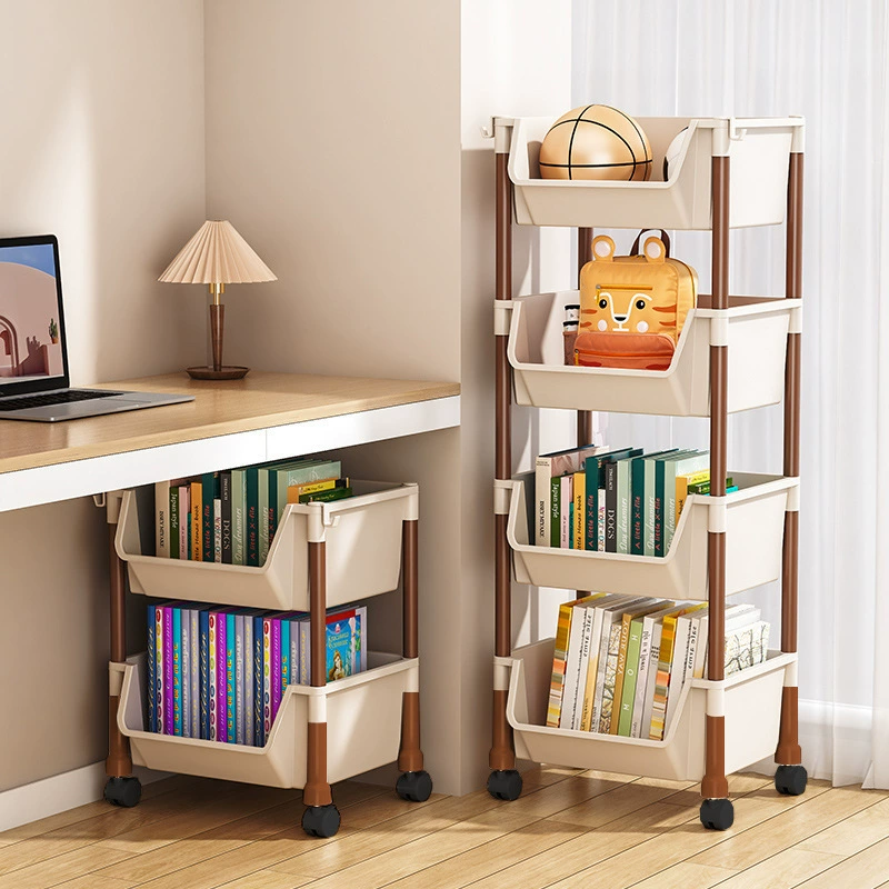 П bookshelf, cart, multilayer storage system, children's bookcase for bedroom