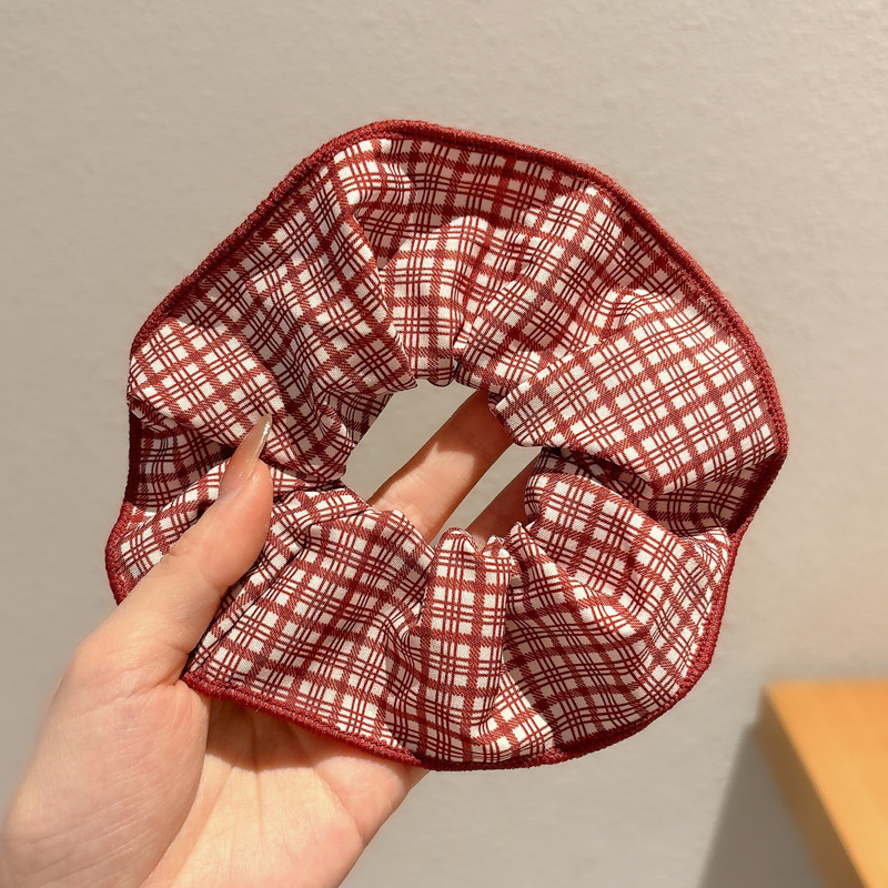 Satín coreano anillo de cabello de intestino grande mujer de moda cuerda de cabeza de alta calidad temperamento flor de cabello bola de cabello toque de cabeza