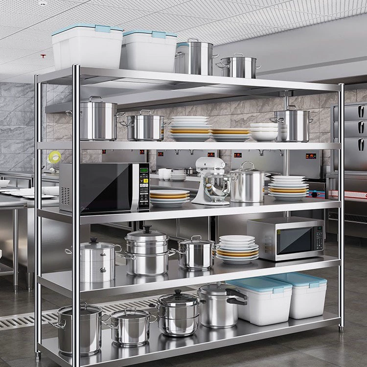 Кухонная полка из нержавеющей стали на полу многослойная пятиэтажная бытовая полка подставка для хранения микроволновой печи подставка для хранения мусора