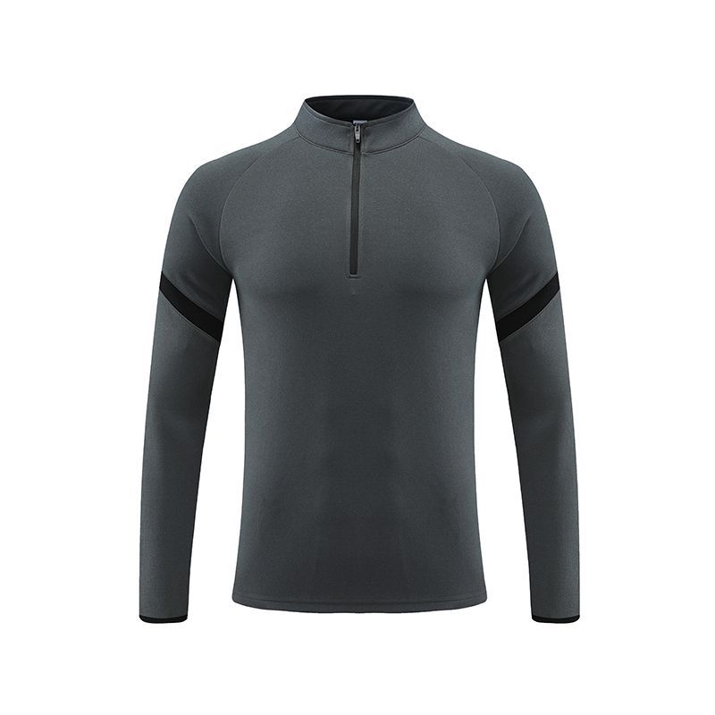 Otoño transfronterizo Deportes de los hombres media cremallera soporte collar manga larga running fitness de secado rápido transpirable suelta más tamaño camiseta