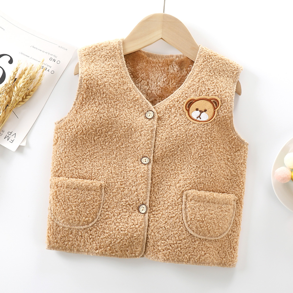 Niños de otoño e invierno Chaleco de lana de cordero niños y niñas de doble cara chaleco cálido bebé cardigan dentro y fuera del chaleco de desgaste