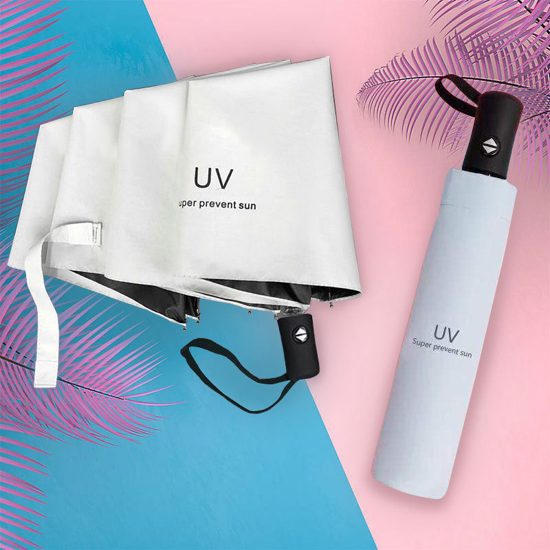 Three-fold 8-bone UV sun umbrella umbrella full-automatic dual-purpose black plastic folding umbrella business advertising umbrella LOGO