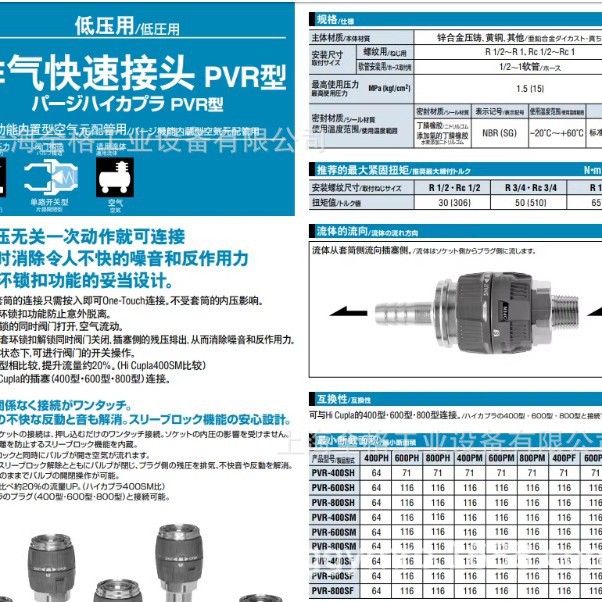 日东排气快速接头PVR型PVR--400SH/600SH/800SH/400SM/600SM/SF