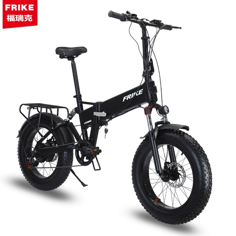 Электрический складной горный велосипед (FRIKE) 20 дюймов, 48V литий, fat-tire, складывающийся