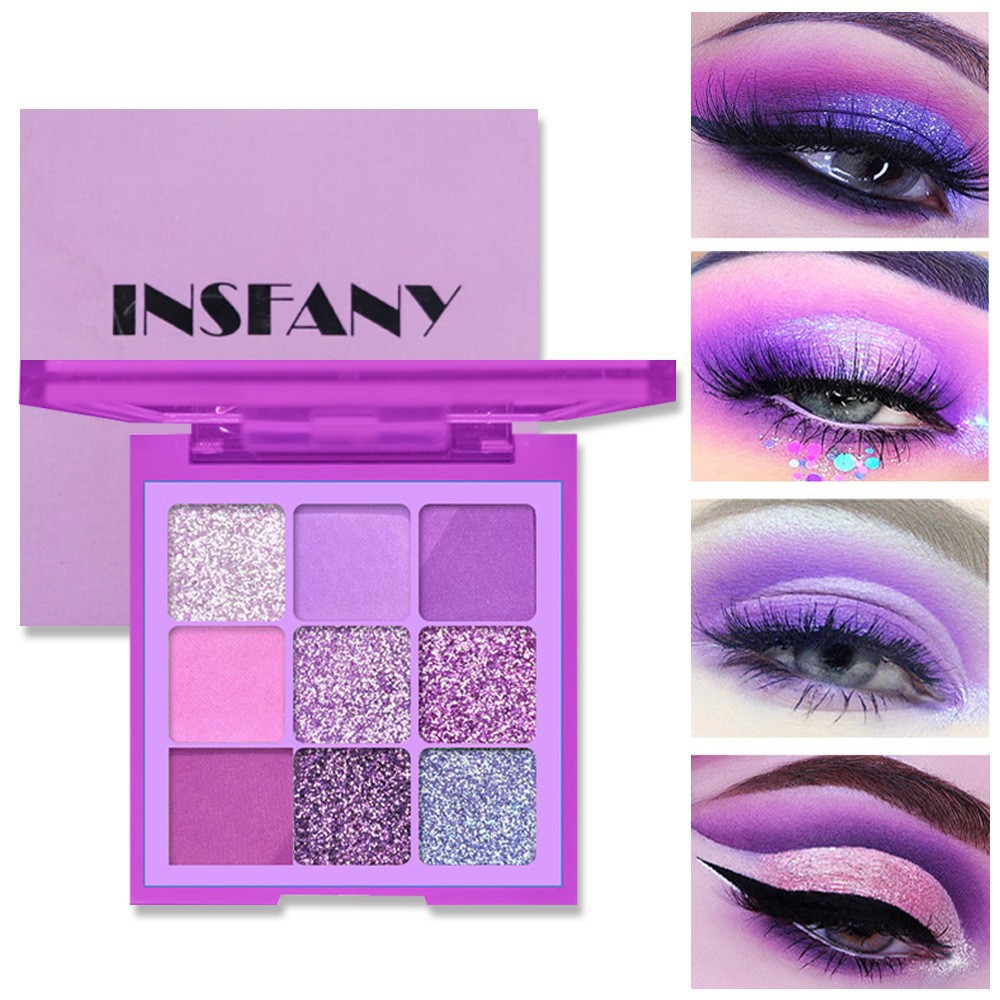INSFANY Sombra de ojos Salsa de frambuesa Morado Nueve colores Ilumina Modificación de ojos Diamante Púrpura Escenario Pequeño Libro Rojo Maquillaje