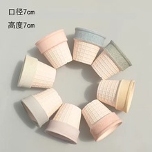 简约多肉印章花盆陶瓷韩式清新手绘室内创意个性粗陶透气小盆包邮