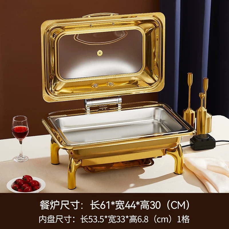 Horno de comedor de aislamiento visual de acero inoxidable chapado en oro, calefacción eléctrica, horno de flip hidráulico, horno de autoservicio de lujo, olla de aislamiento