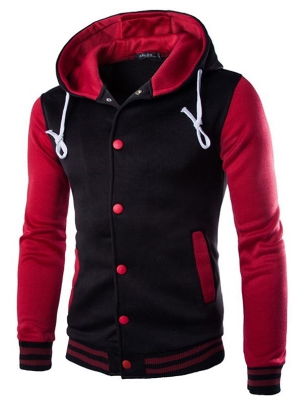 Chaqueta de béisbol con capucha estilo europeo y americano para hombre, ajustada, tipo cárdigan, sudadera corta de forro polar W869