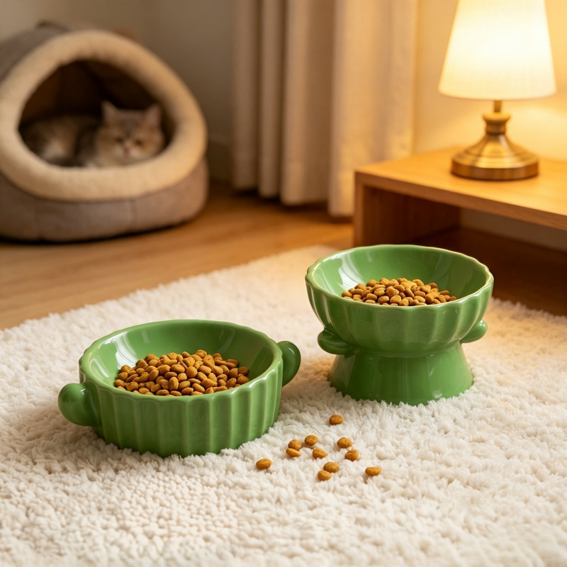Ceramic Double-Eared Cat Bowl with High Legs to Protect the Neck, Anti-Spill Pet Bowl, Cat Food Bowl, Water Bowl, Pet Feeding Utensils Ceramic Double-Eared Cat Bowl with High Legs to Protect the Neck, Anti-Spill Pet Bowl, Cat Food Bowl, Water Bowl, Pet Feeding Utensils