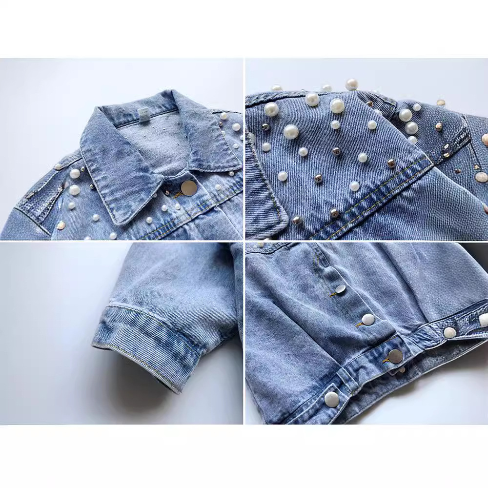 2024 nueva primavera y otoño ropa niñas abrigo de mezclilla ropa para niños moda coreana bebé niñas abrigo de moda 6465