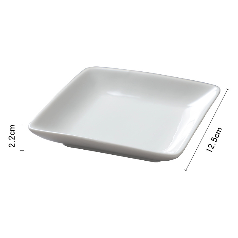 Plato cuadrado pequeño de cerámica de 5 pulgadas, blanco, para vapor/microondas, estilo cantonés