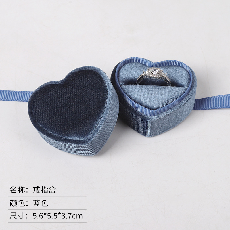 Caja de embalaje de joyas de anillo de terciopelo en forma de corazón redondo caja de joyas de terciopelo coreano caja de joyas de terciopelo Tiandi cubierta caja de joyas de cinta image 17
