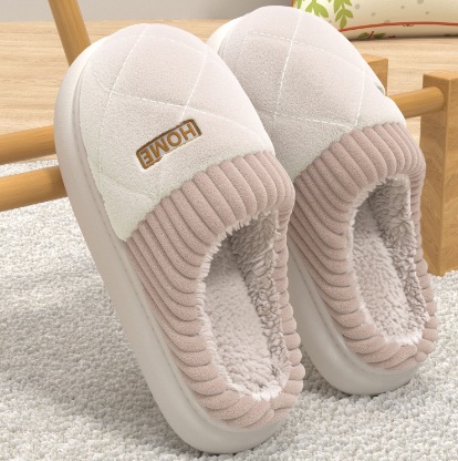 Zapatillas de algodón caliente de invierno de base gruesa para parejas antideslizantes para hombres dormitorios se pueden usar zapatos caseros de peluche
