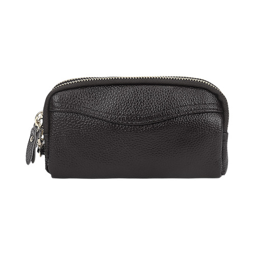 New style cowhide genuine leather long wallet European and American fashion mobile phone bag double zipper large capacity ladies clutch bag wholesale