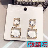 S925 серебряная игла Южная Корея Донгдэмун серьги того же стиля холодный ветер темперамент геометрический квадрат серьги хрустальные серьги серьги