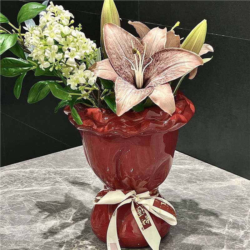 꽃 꽃병 홈 장식 결혼식을 들고 꽃다발 꽃병 장식품 새로운 꽃 모양 꽃꽂이 세라믹