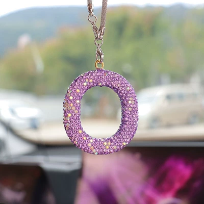 Car hanging | Letter bow clay car - o-letter-car-pendant-lotus-purple