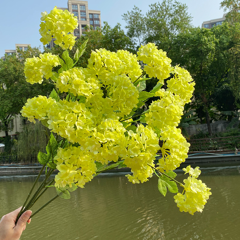 新款绢布单支4头绣球仿真花卉 门店酒店婚礼装饰花工艺花假花批发