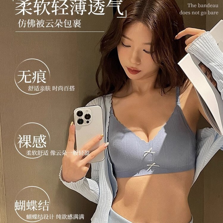 オリジナル下着女性の小さな胸プッシュアップ 2025 新しいスタイルノンワイヤーブラジャーたるみ防止胸縮小女の子夏薄いスタイル|undefined
