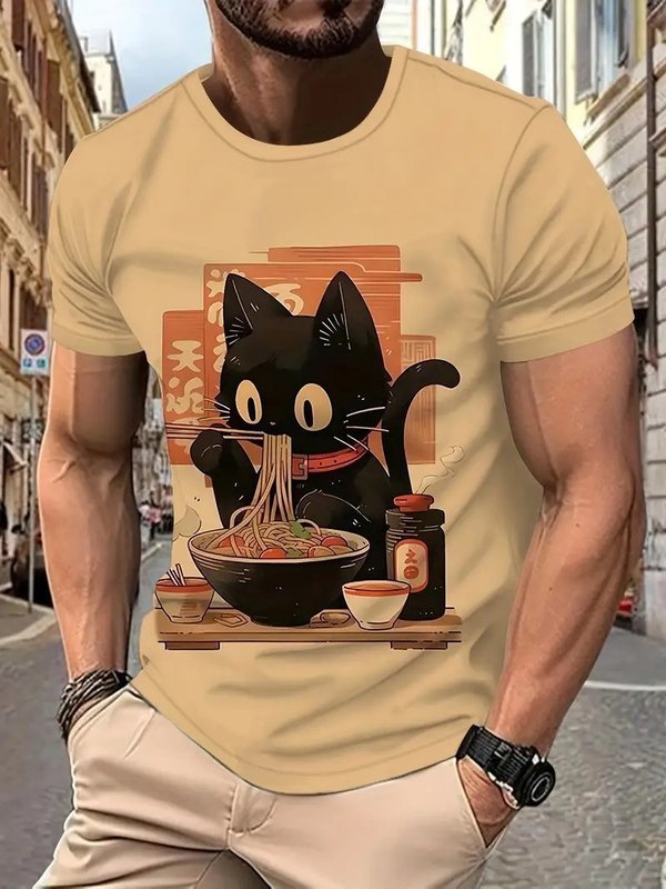 temu 跨境電子商取引半袖 3D デジタル印刷アニマルプリント Tシャツ夏ラウンドネックメンズトップスポーツとレジャー|undefined