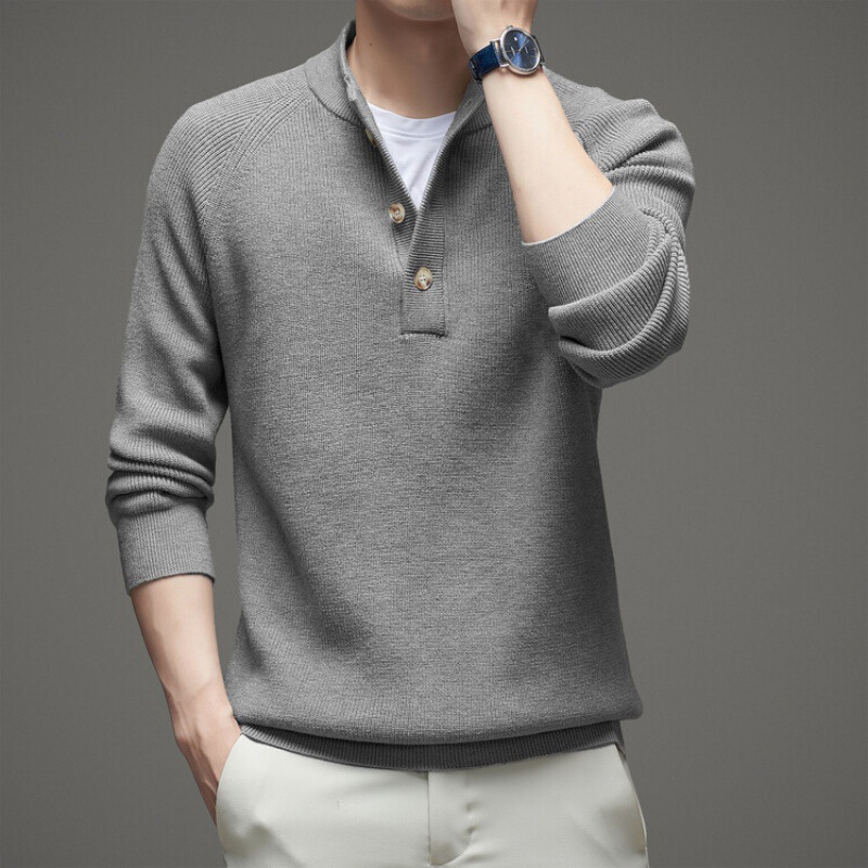 Men's Knitwear Sweater Autumn and Winter New Thickened Warm Collar Fashionable Loose Solid Color Sweater
