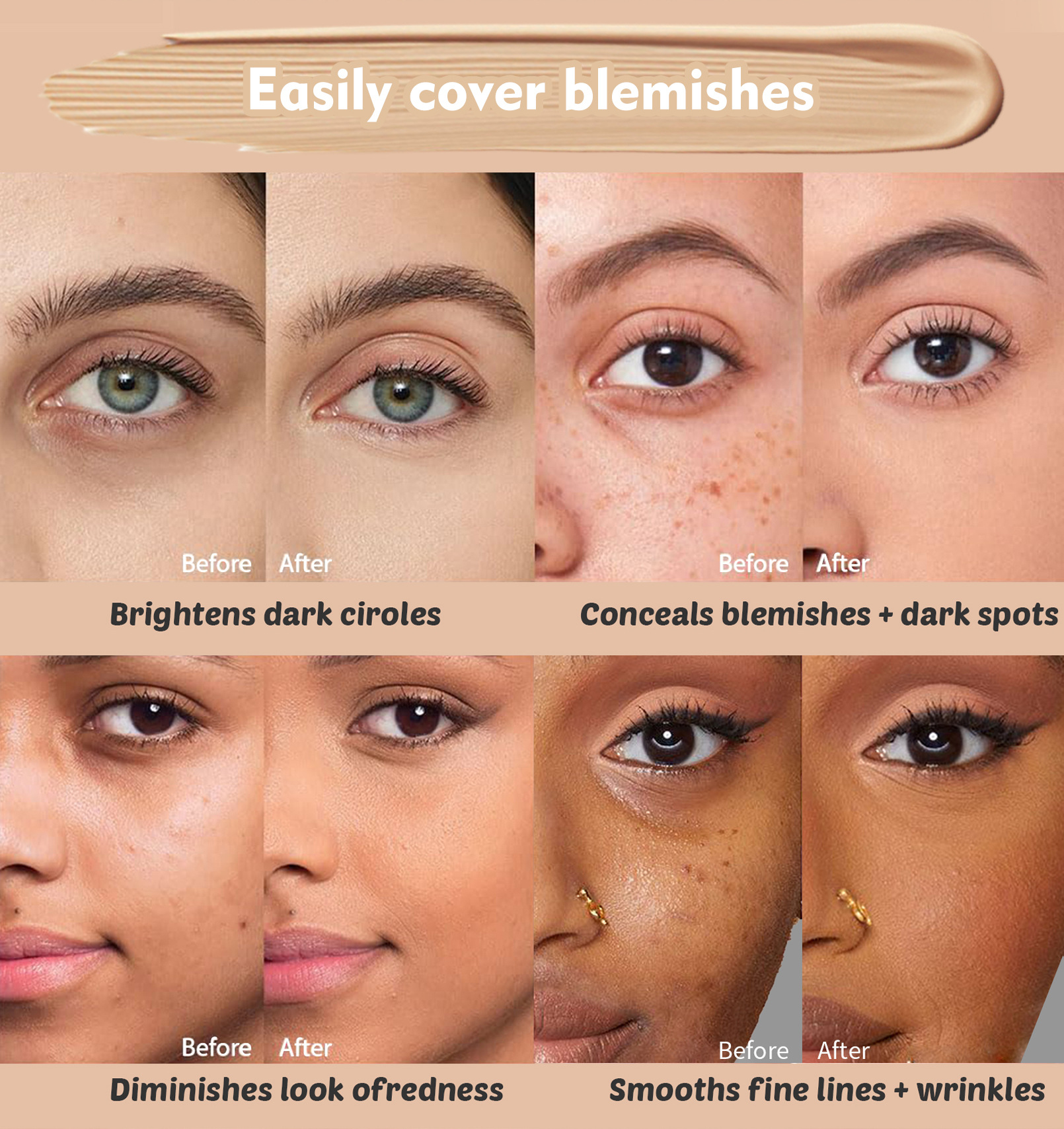 Hellokiss Cross-border Natural Blemish and Acne Mark Concealer is waterproof, sweat-resistant, light and snug, and suitable for tattoo concealer undefined