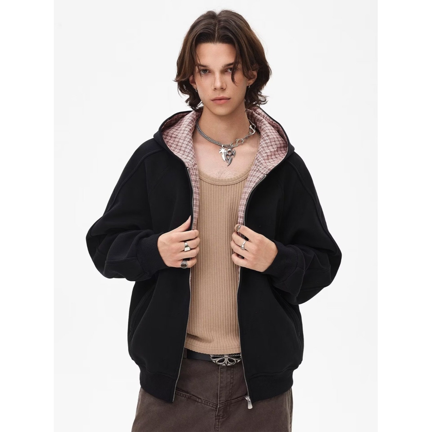 Versatile And Minimalist Hoodie With Zipper, Loose And Slimming Cardigan Jacket For Men And Women_voghion.com