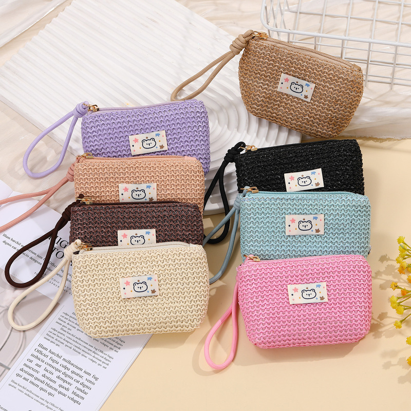 Summer Straw Coin Purse for Women, Mini Portable Key Bag, Woven Lanyard Small Bag, Cute Ins-style Straw Bag Pendant Summer Straw Coin Purse for Women, Mini Portable Key Bag, Woven Lanyard Small Bag, Cute Ins-style Straw Bag Pendant