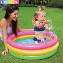原装INTEX充气游泳池圆形戏水池婴幼儿浴盆充气底沙池球池58924