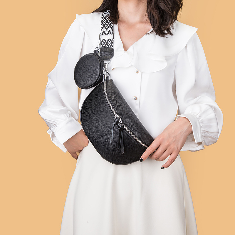 Top Grain Cowhide Leather Women's Chest Bag, Crescent Bag, Saddle Bag, Crossbody Mother-Daughter Bag, Cross-Border Wholesale Bags - Thumbnail 4